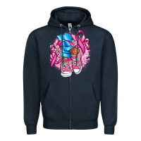 Cancer Ribbon Pink Converse And Flowers Zipper Hoodie | Teevron