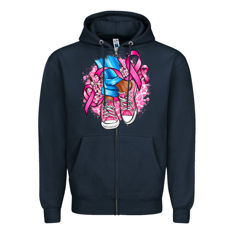 Cancer Ribbon Pink Converse And Flowers Zipper Hoodie by AdoDesignShop | Teevron