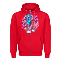 Red cancer ribbon pink converse and flowers Zipper Hoodie - AdoDesignShop