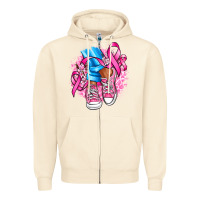 Sandshell cancer ribbon pink converse and flowers Zipper Hoodie - AdoDesignShop
