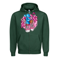 Sports Green cancer ribbon pink converse and flowers Zipper Hoodie - AdoDesignShop
