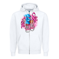 White cancer ribbon pink converse and flowers Zipper Hoodie - AdoDesignShop