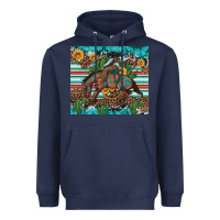 Navy bucking bronco cowboy rodeo cactus and sunflowers Heavyweight Hoodie - Artiststas