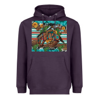 Plum bucking bronco cowboy rodeo cactus and sunflowers Heavyweight Hoodie - Artiststas