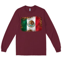 Burgundy mexican and leopard flag Long Sleeve Tee - CTS Tumbler Store