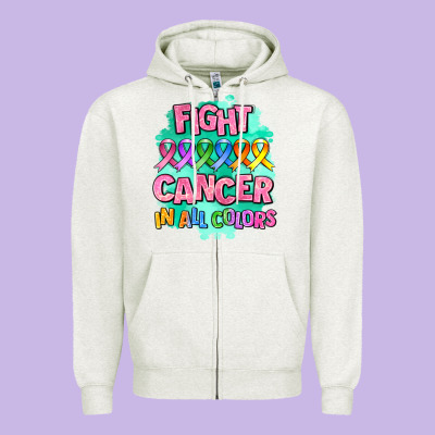 Fight Cancer In All Colors Zipper Hoodie Designed By Adodesignshop