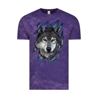 Cloud Purple Wolf scratch mark Vintage Tee - RanaPortraitStore