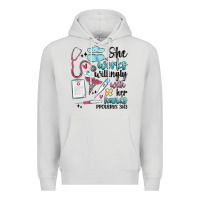 Dove Grey she works willingly with her hands Premium Hoodie - MaliasSmallBusiness