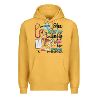 Mustard she works willingly with her hands Premium Hoodie - MaliasSmallBusiness