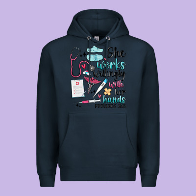 She Works Willingly With Her Hands Premium Hoodie Designed By Maliassmallbusiness