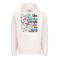 Pale Pink she works willingly with her hands Premium Hoodie - MaliasSmallBusiness