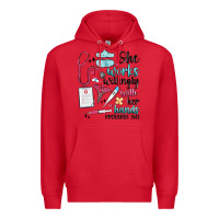 Red she works willingly with her hands Premium Hoodie - MaliasSmallBusiness