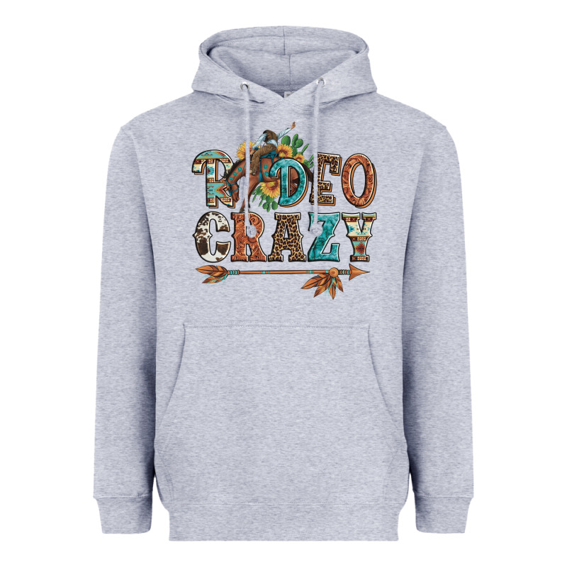 Rodeo Crazy Bucking Bronco Cowboy Heavyweight Hoodie by Artiststas | Teevron
