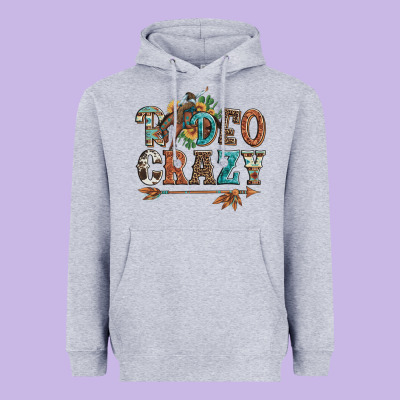 Rodeo Crazy Bucking Bronco Cowboy Heavyweight Hoodie Designed By Artiststas