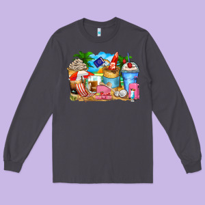 Travel Coffee Cups Long Sleeve Tee Designed By Zillion Design Studio