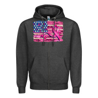Charcoal Heather american flag and  cancer ribbon pattern Zipper Hoodie - AdoDesignShop