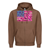 Chestnut american flag and  cancer ribbon pattern Zipper Hoodie - AdoDesignShop