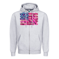 Heather Grey american flag and  cancer ribbon pattern Zipper Hoodie - AdoDesignShop
