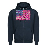 Navy american flag and  cancer ribbon pattern Zipper Hoodie - AdoDesignShop