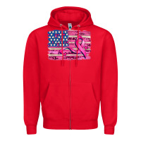 Red american flag and  cancer ribbon pattern Zipper Hoodie - AdoDesignShop