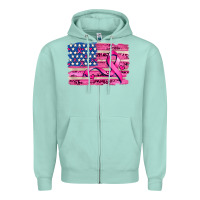 Seafoam american flag and  cancer ribbon pattern Zipper Hoodie - AdoDesignShop