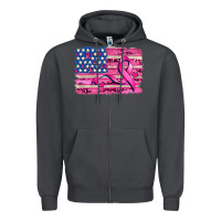 Smoke american flag and  cancer ribbon pattern Zipper Hoodie - AdoDesignShop