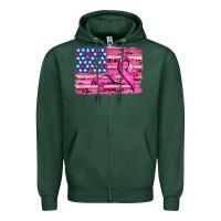 Sports Green american flag and  cancer ribbon pattern Zipper Hoodie - AdoDesignShop