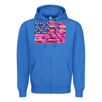 True Royal american flag and  cancer ribbon pattern Zipper Hoodie - AdoDesignShop