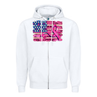 White american flag and  cancer ribbon pattern Zipper Hoodie - AdoDesignShop