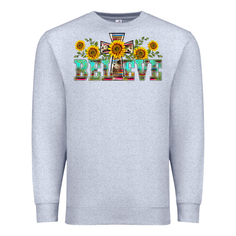 Western Believe Sunflowers Flowers Premium Sweatshirt by BarkalooDesign | Teevron