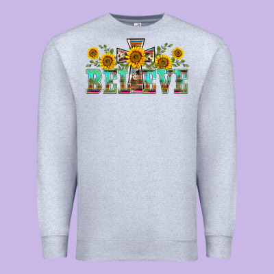 Western Believe Sunflowers Flowers Premium Sweatshirt Designed By Barkaloodesign