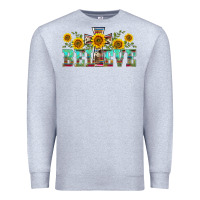 Heather Grey western believe sunflowers flowers Premium Sweatshirt - BarkalooDesign
