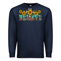 Navy western believe sunflowers flowers Premium Sweatshirt - BarkalooDesign