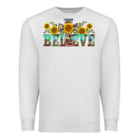 Oatmeal Heather western believe sunflowers flowers Premium Sweatshirt - BarkalooDesign