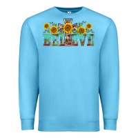 Ocean Blue western believe sunflowers flowers Premium Sweatshirt - BarkalooDesign