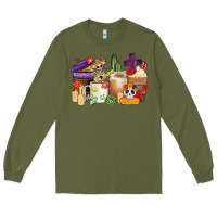 Army Green mexican dia de los muertos coffee cups Long Sleeve Tee - CTS Tumbler Store