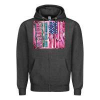 Charcoal Heather warrior breast cancer and american flag Zipper Hoodie - AdoDesignShop