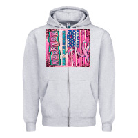 Heather Grey warrior breast cancer and american flag Zipper Hoodie - AdoDesignShop