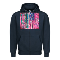 Navy warrior breast cancer and american flag Zipper Hoodie - AdoDesignShop