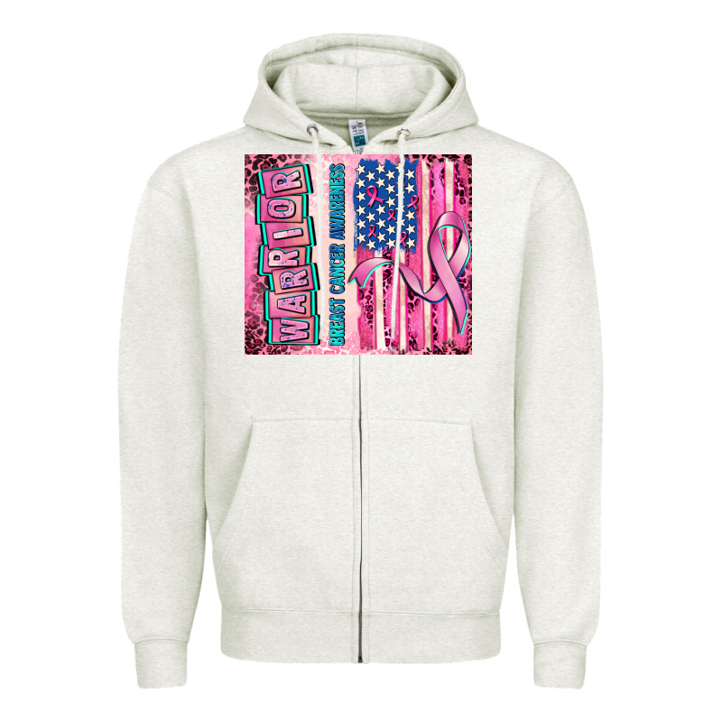 Warrior Breast Cancer And American Flag Zipper Hoodie by AdoDesignShop | Teevron