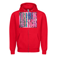 Red warrior breast cancer and american flag Zipper Hoodie - AdoDesignShop