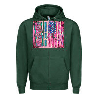 Sports Green warrior breast cancer and american flag Zipper Hoodie - AdoDesignShop