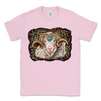 Bubblegum Pink merino ram with leopard background Classic Tee - BarkalooDesign