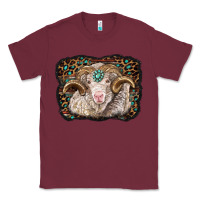 Burgundy merino ram with leopard background Classic Tee - BarkalooDesign