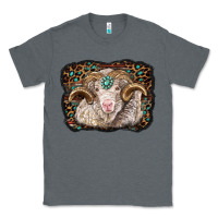 Charcoal Heather merino ram with leopard background Classic Tee - BarkalooDesign