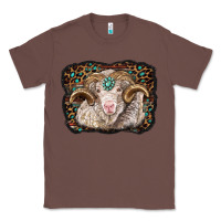 Chestnut merino ram with leopard background Classic Tee - BarkalooDesign
