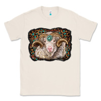 Natural merino ram with leopard background Classic Tee - BarkalooDesign
