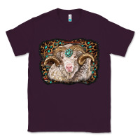 Plum merino ram with leopard background Classic Tee - BarkalooDesign
