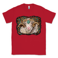 Red merino ram with leopard background Classic Tee - BarkalooDesign