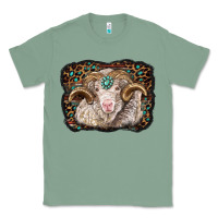 Sage merino ram with leopard background Classic Tee - BarkalooDesign